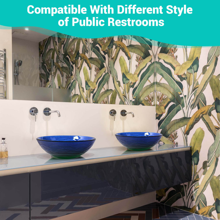 Gradient Blue-Green Tempered Glass Round Vessel Sink
