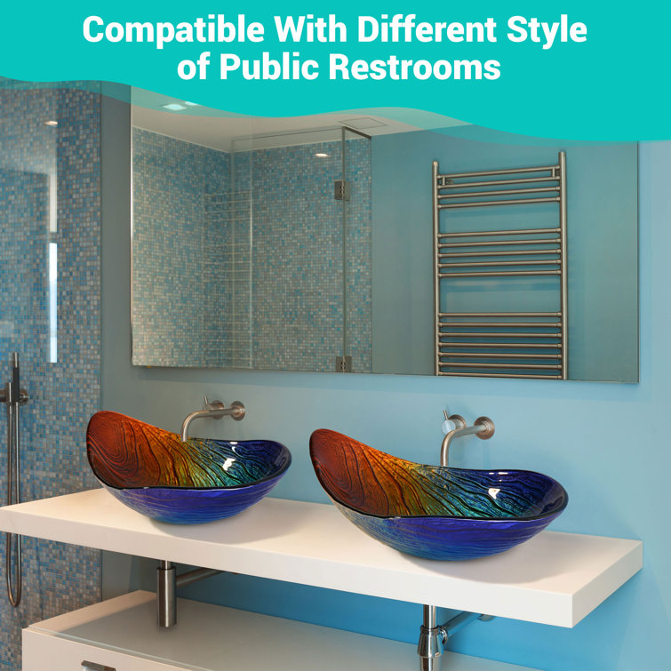 Multicolor Tempered Glass Waterdrop Above-Counter Bathroom Sink