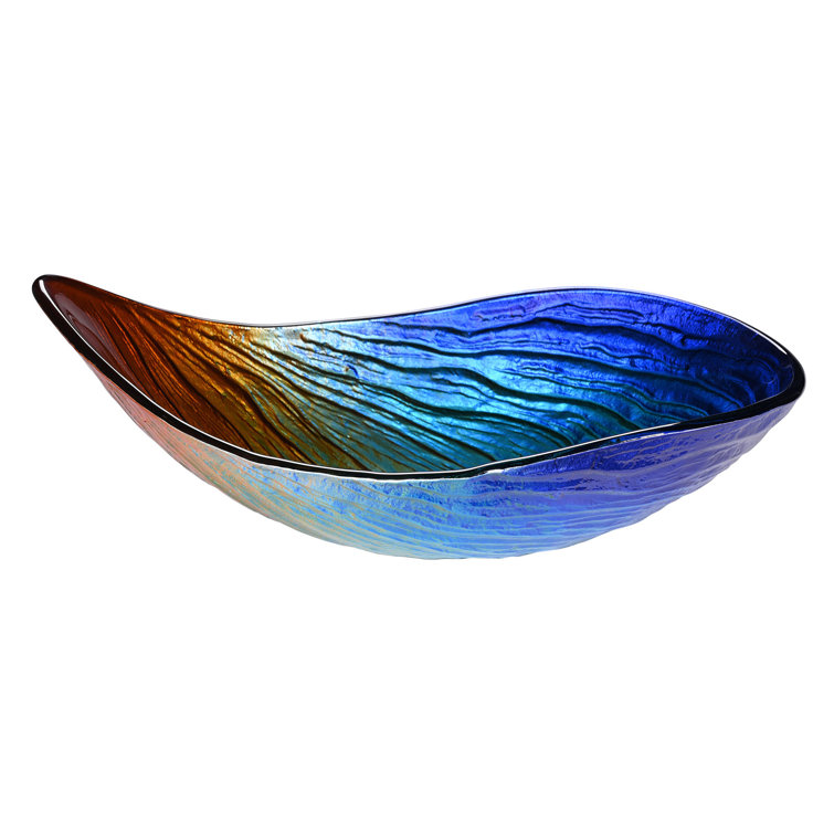 Multicolor Tempered Glass Waterdrop Above-Counter Bathroom Sink