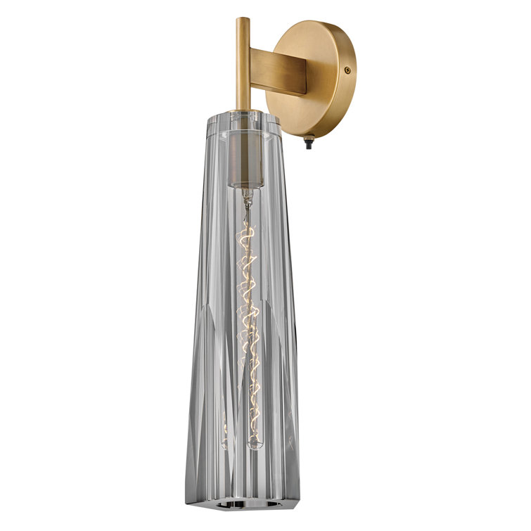 Heritage Brass Dimmable Sconce with Smoked Crystal Shade