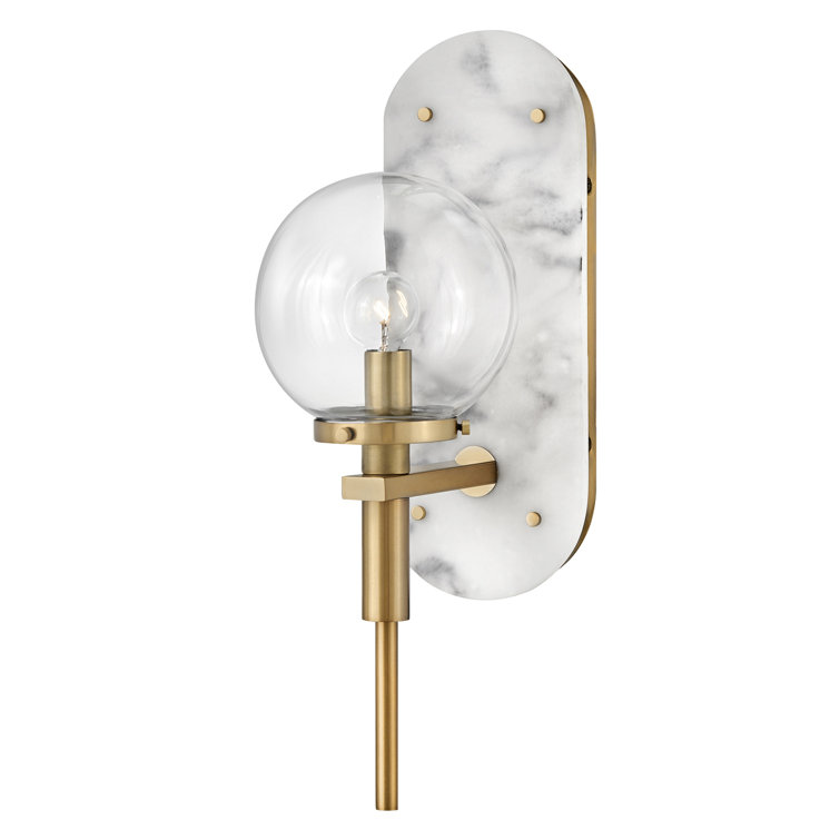 Heritage Brass and Marble Wall Sconce with Clear Glass Shade