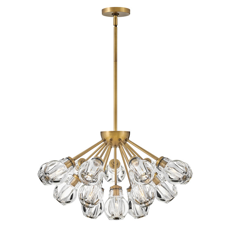 Elise Heritage Brass 19-Light LED Crystal Bowl Pendant