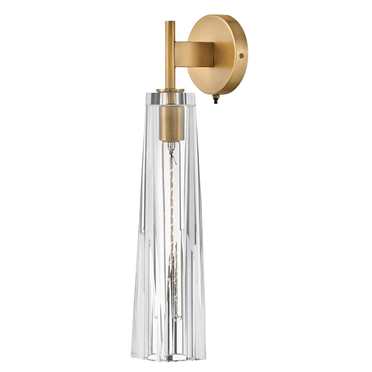 Heritage Brass Dimmable Wall Sconce with Clear Crystal Shade