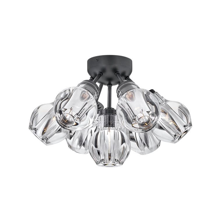 Elise 7-Light Black Crystal Globe LED Flush Mount