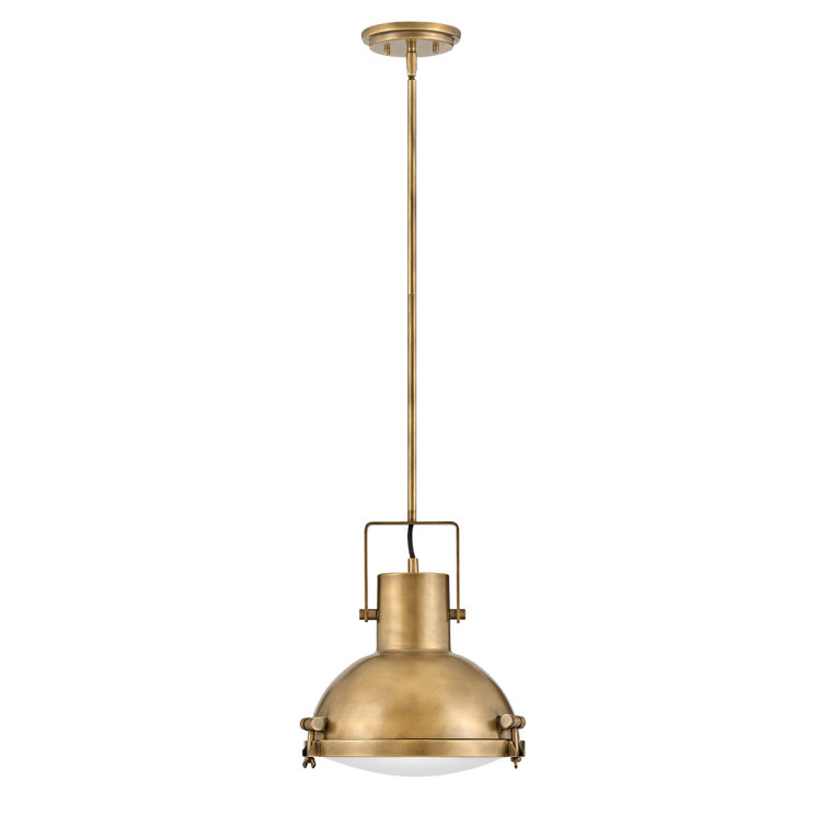 Heritage Brass 1-Light Pendant with Etched Opal Glass
