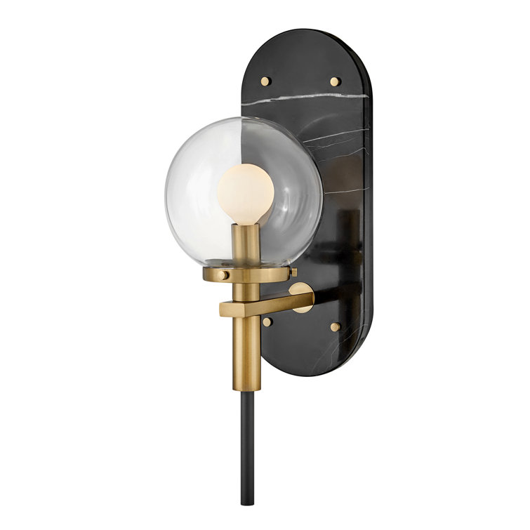 Elegant Black and Heritage Brass Dimmable Wall Sconce with Clear Glass