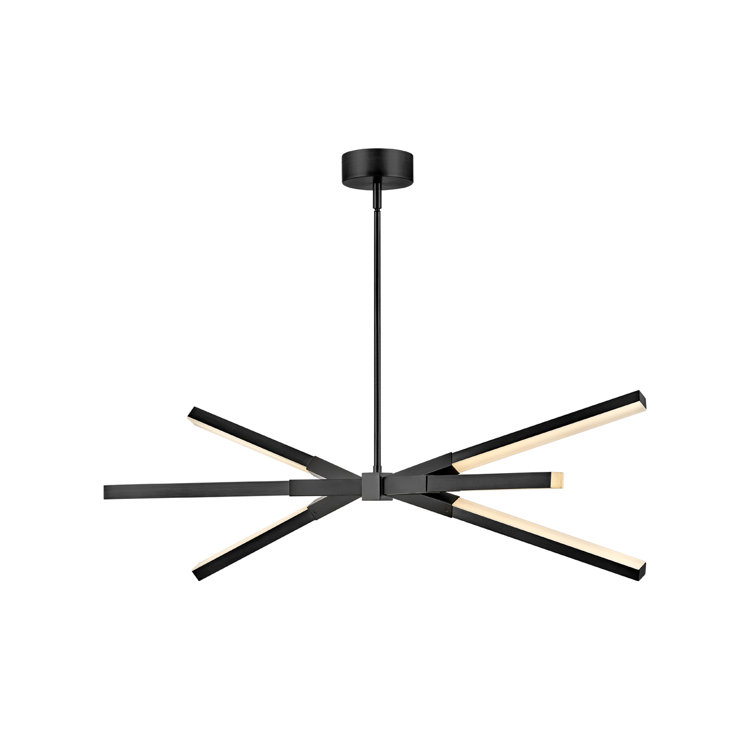 Rae Modern Jetted Black LED Linear Chandelier with Etched Acrylic Shade