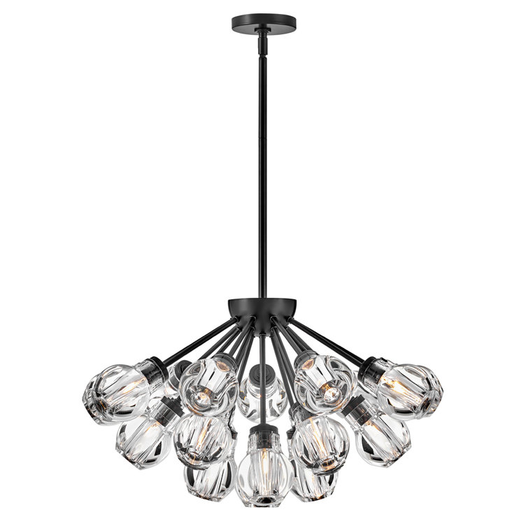 Elise Black and Crystal 19-Light Sputnik Chandelier