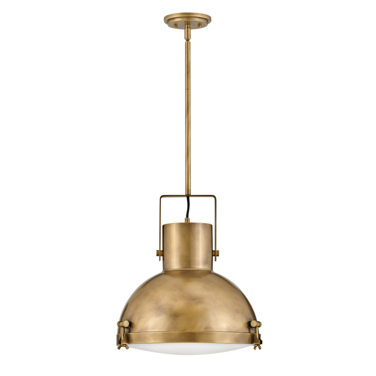 Heritage Brass Etched Opal Glass Indoor/Outdoor Pendant Light
