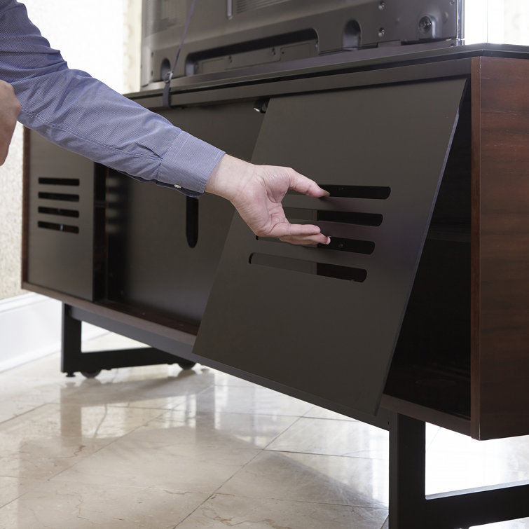Chocolate Stained Walnut 79" Media Console with Glass Top