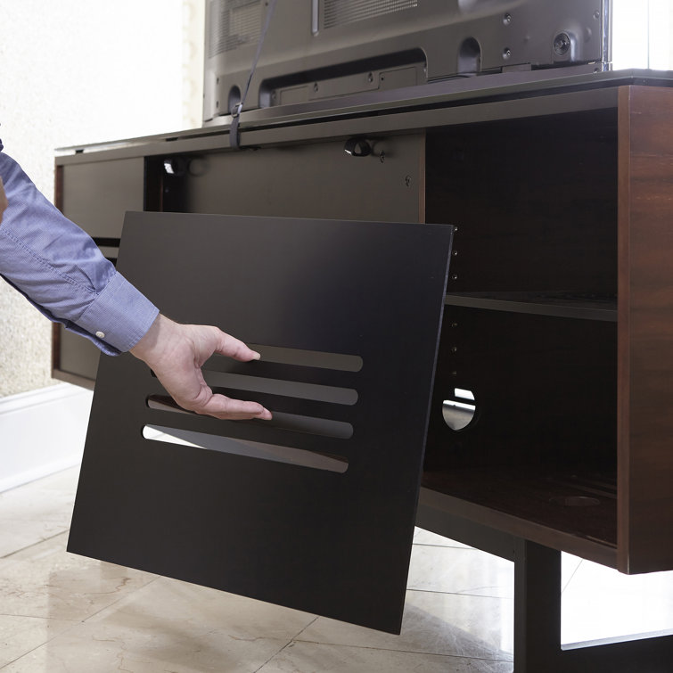Chocolate Stained Walnut 79" Media Console with Glass Top
