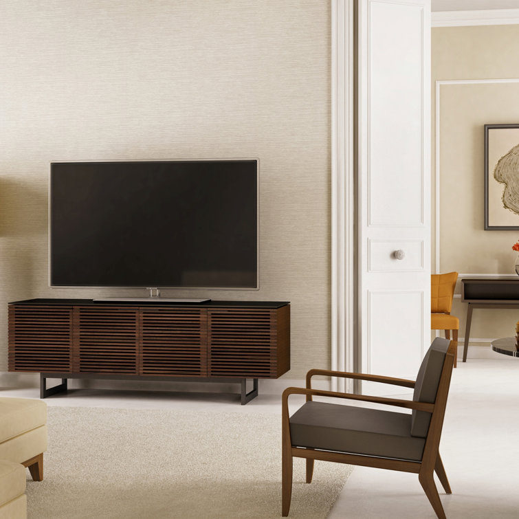 Chocolate Stained Walnut 79" Media Console with Glass Top