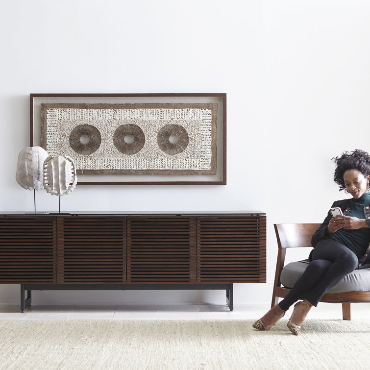Chocolate Stained Walnut 79" Media Console with Glass Top