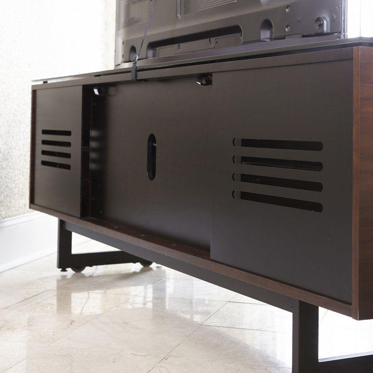 Chocolate Stained Walnut 79" Media Console with Glass Top
