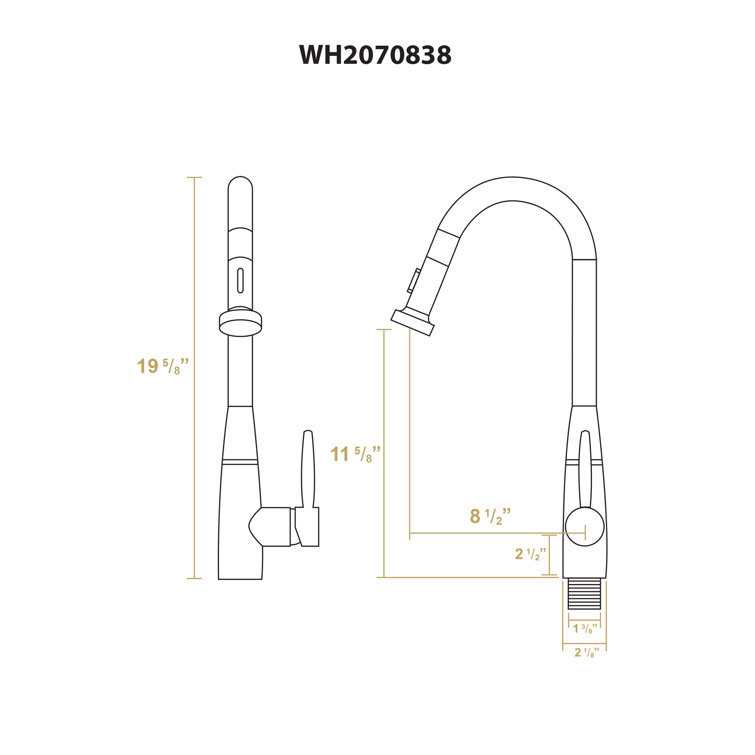 Brushed Nickel Modern Pull-Down Spray Kitchen Faucet