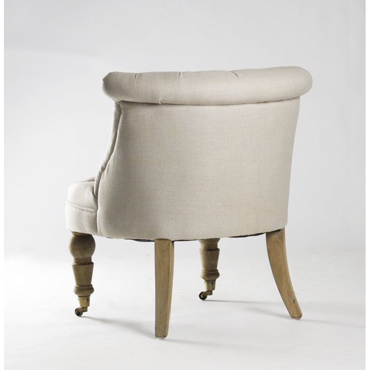Amelie Natural Oak Slipper Chair with Linen Upholstery