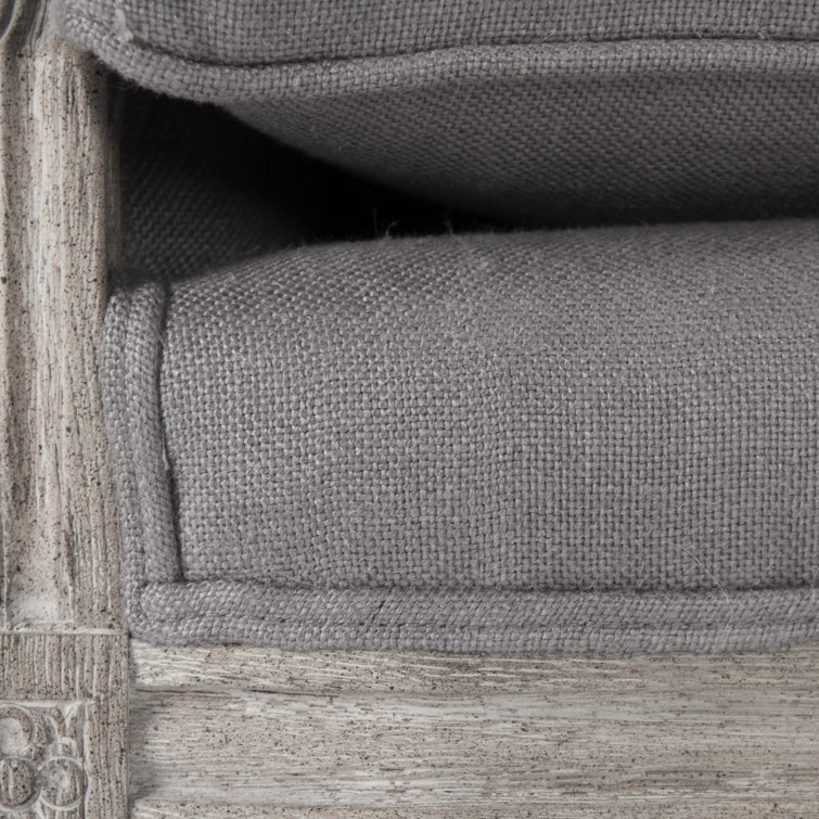 Louis 70'' Grey Linen Upholstered Sofa with Limed Oak Frame