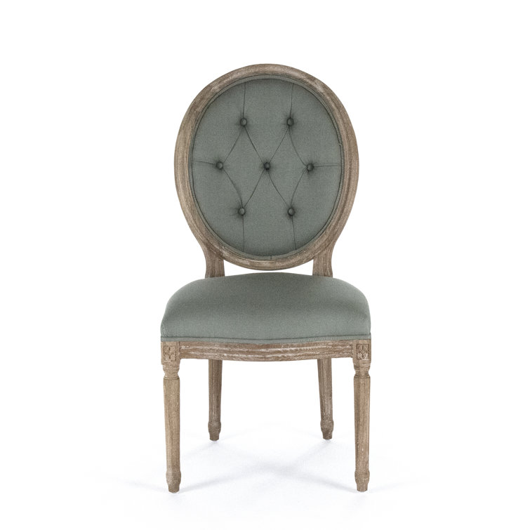 Asta Sea Foam Green Linen and Gray Wood Side Chair