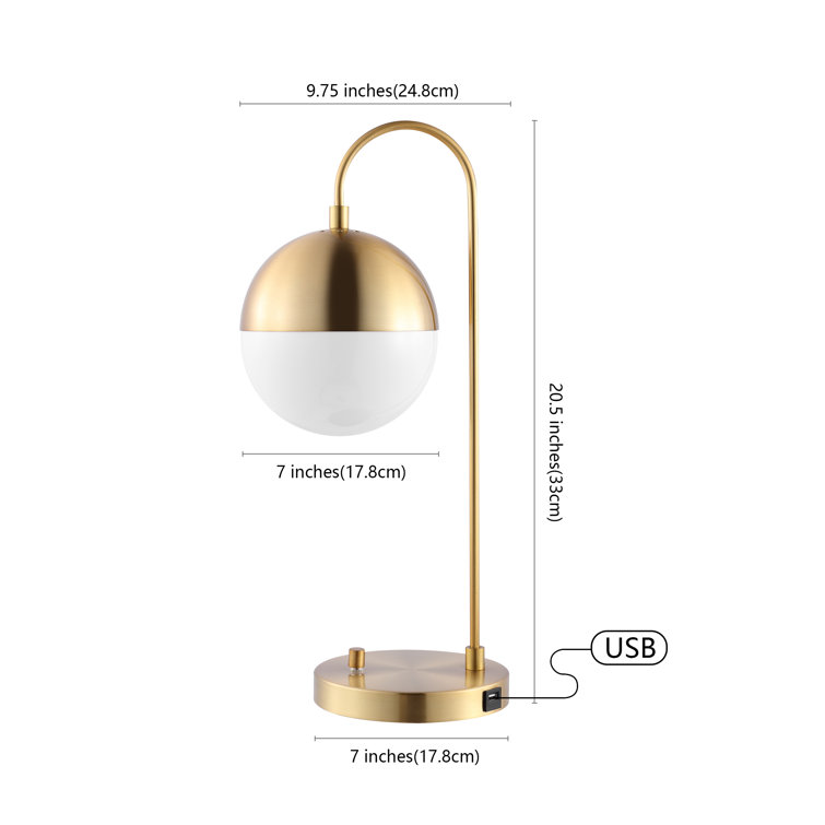 Contemporary Brass Gold 20.5" Desk Lamp with Retro Globe Shade