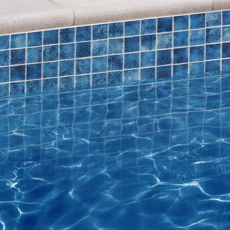 Whirlpool Blue Polished Glass Mosaic Tile Sheet