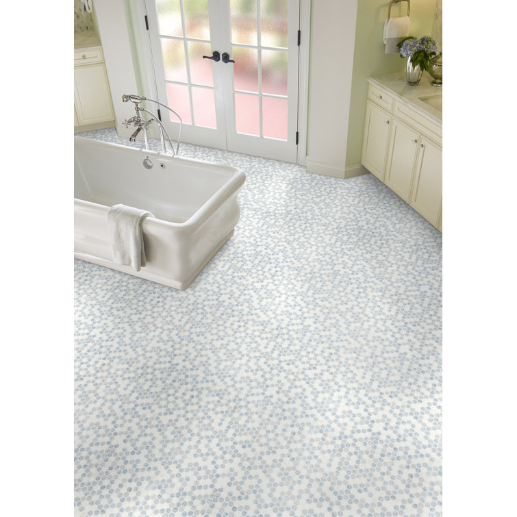 Azula Hexagon Blue and Gray Marble Mosaic Tile