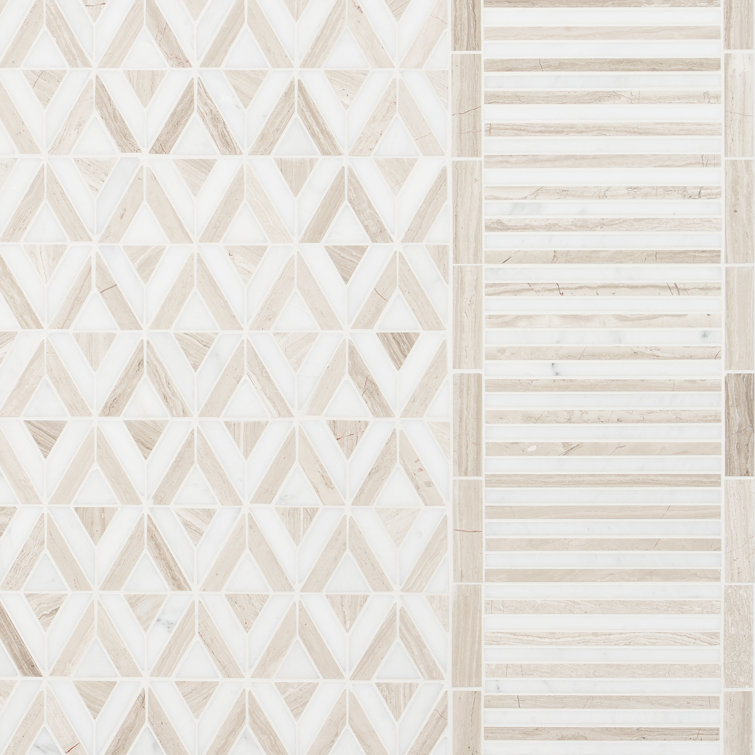 Florey Linear 7.87 in. x 8.31 in. Polished Marble Floor and Wall Mosaic Tile