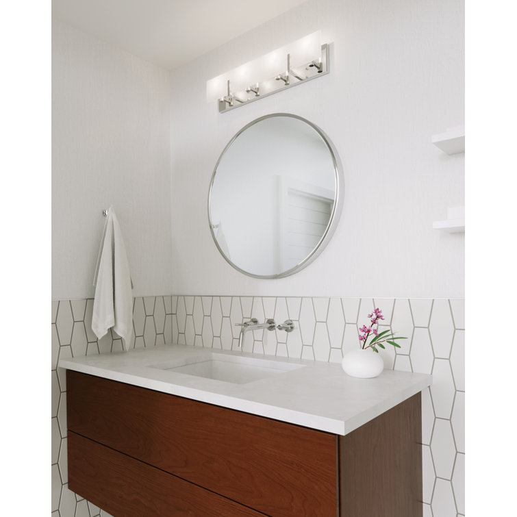 Syll 26" Chrome Rectangular 4-Light Dimmable Vanity Fixture