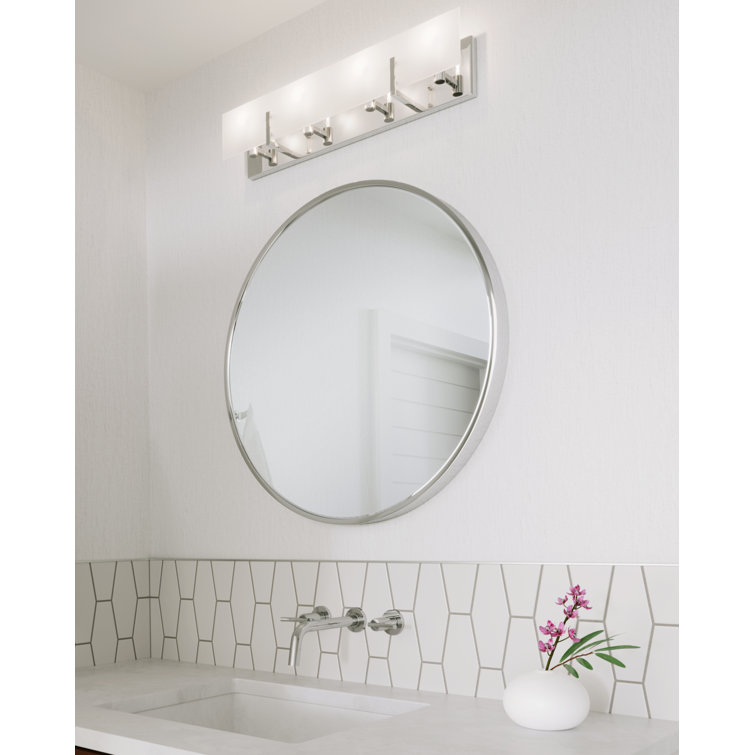 Syll 26" Chrome Rectangular 4-Light Dimmable Vanity Fixture