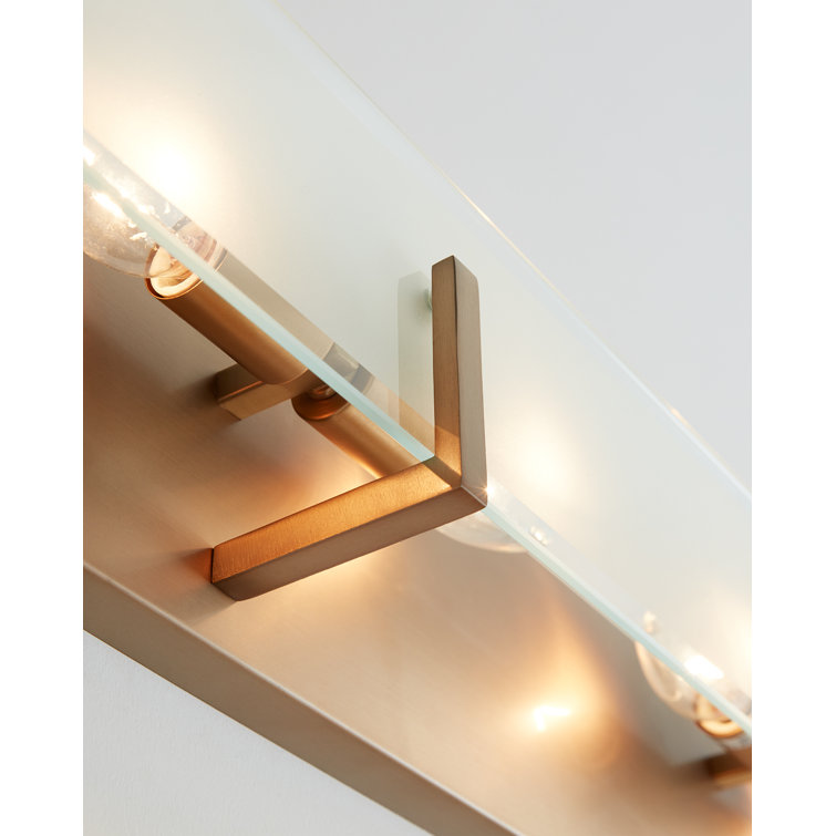 Satin Brass 6-Light Dimmable Outdoor Vanity with Etched Glass