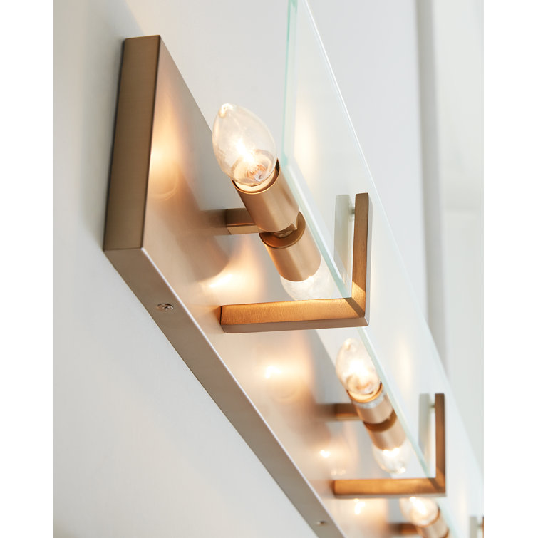 Satin Brass 6-Light Dimmable Outdoor Vanity with Etched Glass