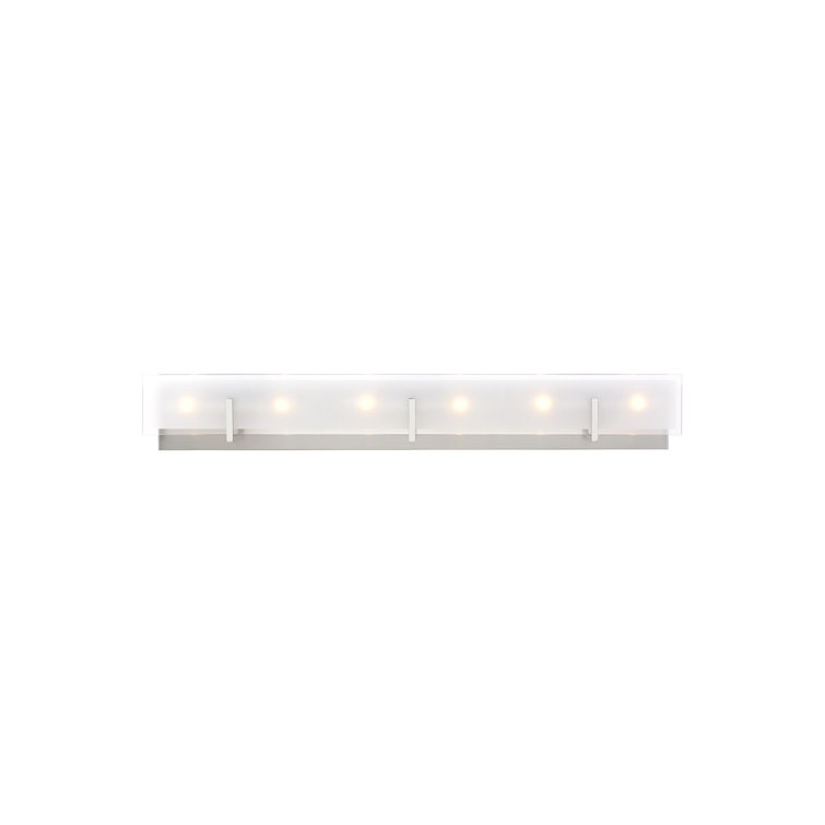 Syll 38" Brushed Nickel 6-Light Vanity Fixture with Glass Shade