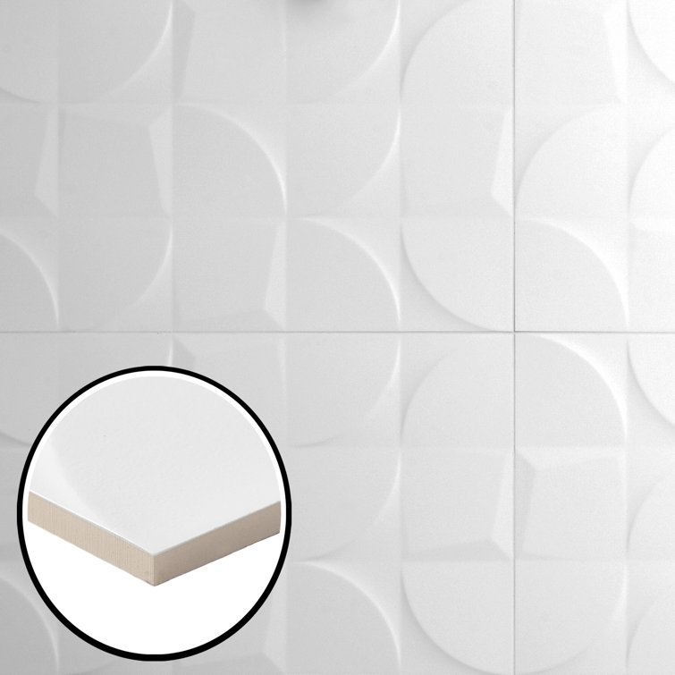 Angela Harris 12" x 35" White Ceramic Patterned Wall Tile