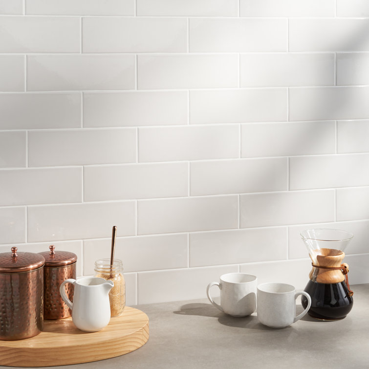 Mist Polished Porcelain Subway Wall Tile 3.93'' x 11.81''