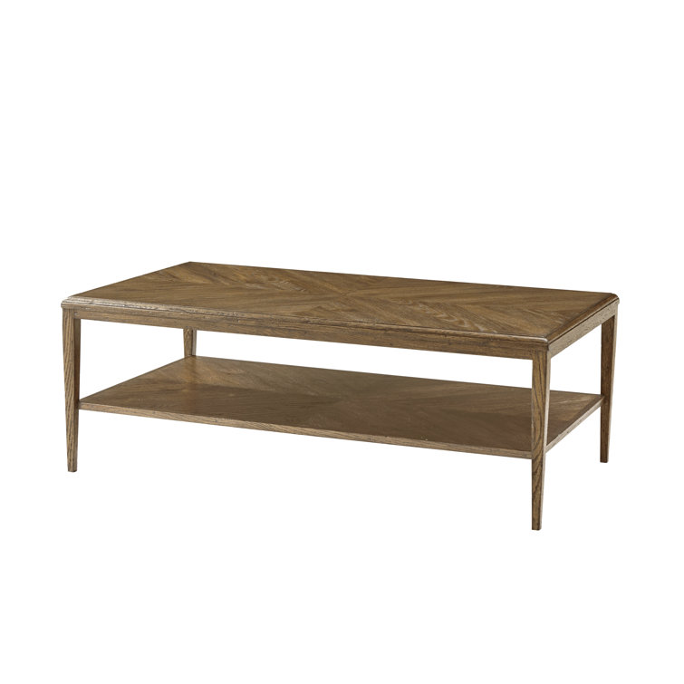Dawn Rustic Oak Coffee Table with Concentric Parquetry & Storage