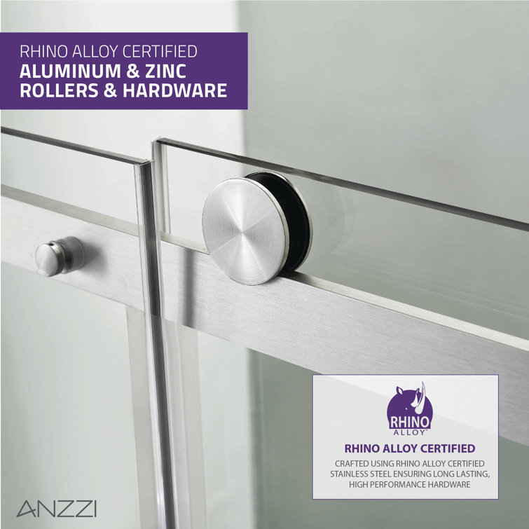 Rhodes 48 x 76 Brushed Nickel Frameless Sliding Shower Door