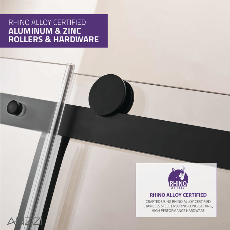 Rhodes 48" x 76" Frameless Sliding Shower Door in Matte Black
