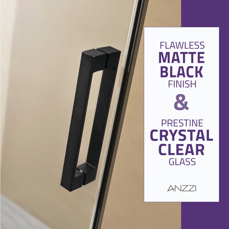Rhodes 48" x 76" Frameless Sliding Shower Door in Matte Black