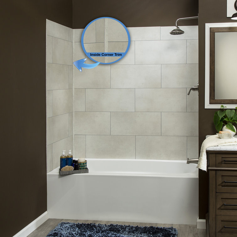 Palisade 23.2 in x 11.1 in Wintry Mix Vinyl Shower Kit