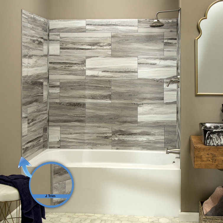 Louvre Granite 23.2" x 11.1" Vinyl Tile Shower Kit