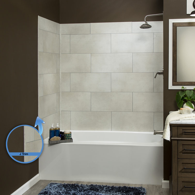 Palisade 23.2 in x 11.1 in Wintry Mix Vinyl Shower Kit