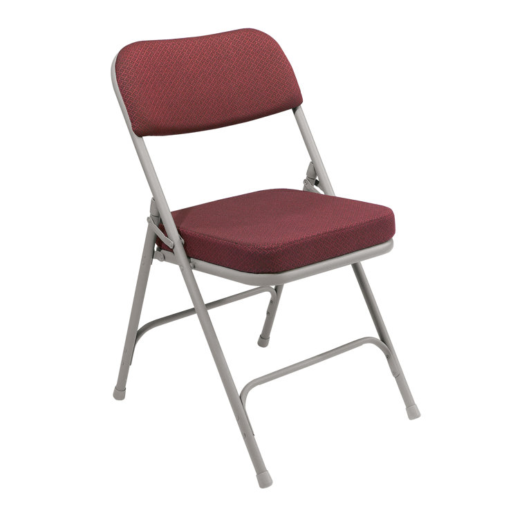 New Burgundy Armless Fabric and Vinyl Reception Chair with Metal Frame
