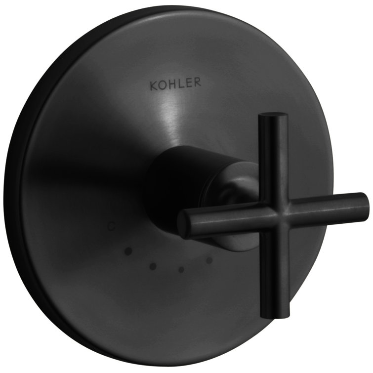 Matte Black Wall-Mounted Cross Handle Valve Trim