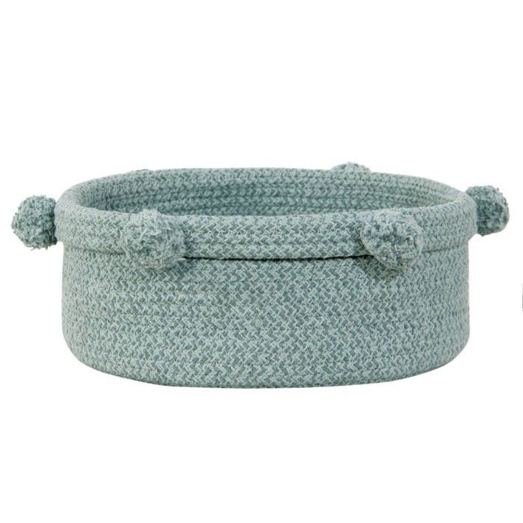 Ash Rose Braided Cotton Cord Basket with Pompom Edges