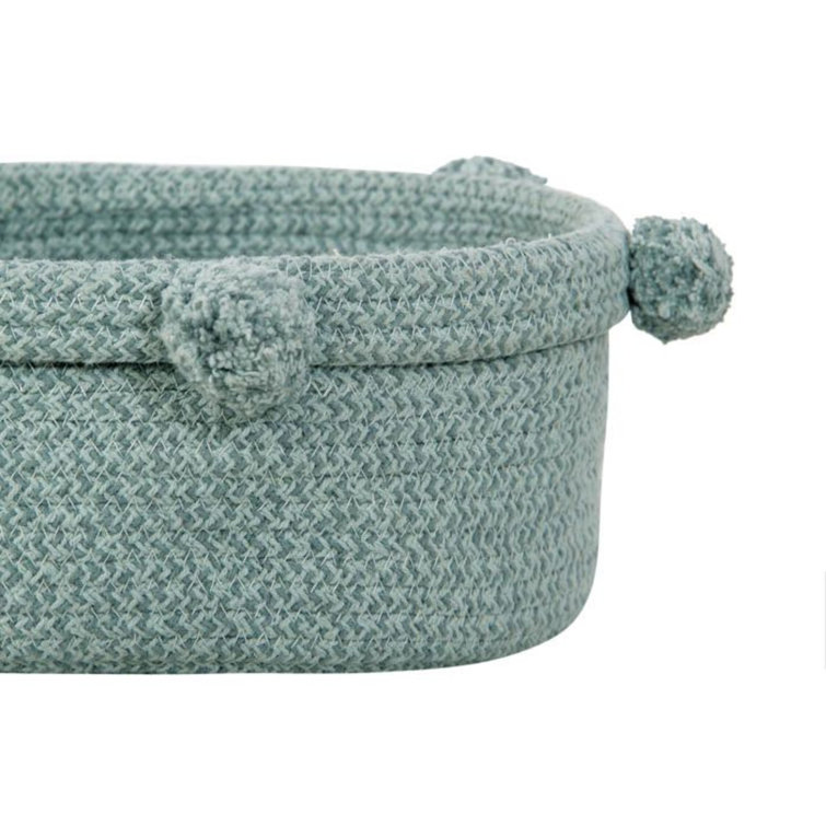 Ash Rose Braided Cotton Cord Basket with Pompom Edges
