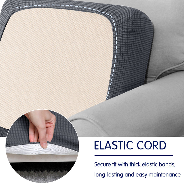 Gray Stretch Textured Loveseat Cushion Slipcover Set