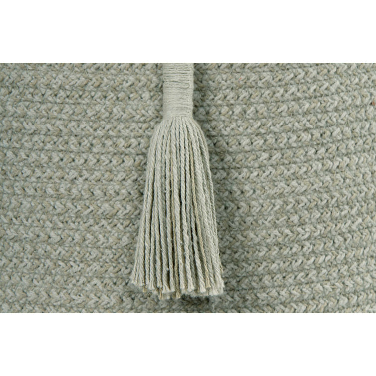 Olive Round Cotton Basket with Tassels