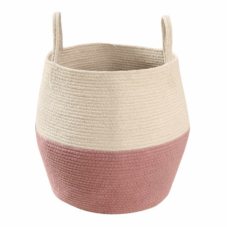 Round Light-Brown Wood Storage Basket