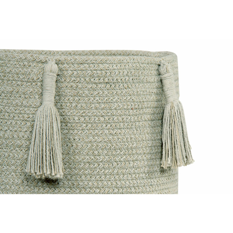 Olive Round Cotton Basket with Tassels
