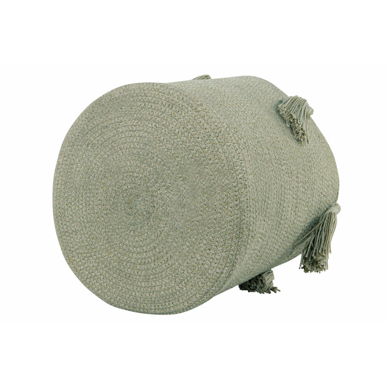 Olive Round Cotton Basket with Tassels