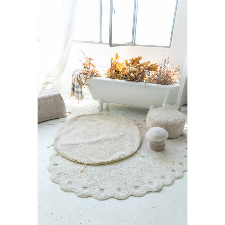 Natural Round Braided Pouf with Removable Washable Cover